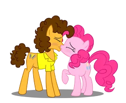 Size: 2392x1968 | Tagged: safe, artist:invisibleink, derpibooru import, cheese sandwich, pinkie pie, blushing, cheesepie, commission, cute, eyes closed, female, kissing, male, shipping, show accurate, simple background, straight, transparent background, vector