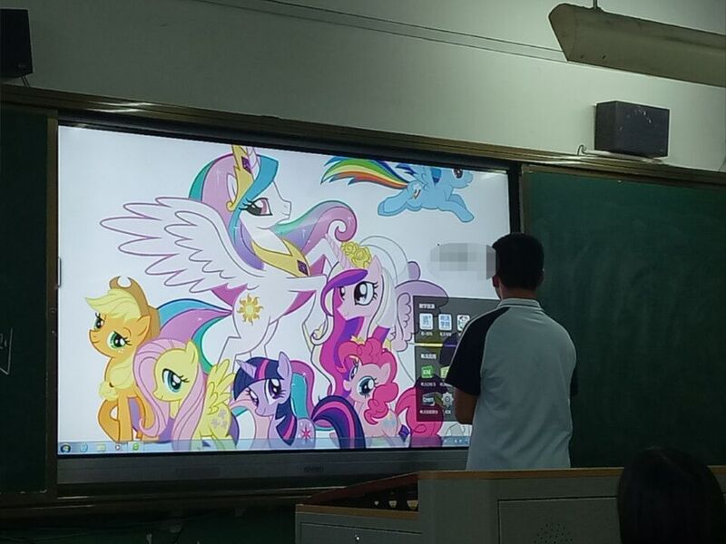 Size: 960x720 | Tagged: safe, artist:bender-drede, derpibooru import, applejack, fluttershy, pinkie pie, princess cadance, princess celestia, rainbow dash, twilight sparkle, human, pony, cardboard twilight, chalkboard, china, chinese text, computer, desktop, female, irl, irl human, keyboard, mane six opening poses, mare, photo, sewing machine, solo, stock vector, windows, windows 7