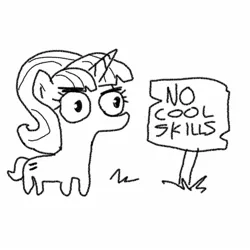 Size: 1440x1440 | Tagged: safe, artist:tjpones, derpibooru import, starlight glimmer, pony, unicorn, black and white, doodle, equal cutie mark, female, grayscale, mare, monochrome, no fun allowed, sign, simple background, solo, white background