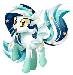 Size: 1024x1055 | Tagged: safe, artist:centchi, derpibooru import, oc, oc:wistful galaxy, unofficial characters only, bat pony, pony, female, mare, multicolored hair, multicolored mane, multicolored tail, simple background, solo, teenager, transparent background, watermark