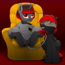 Size: 1024x1024 | Tagged: safe, artist:сладкий, derpibooru import, oc, oc:ada, pony, abel, ada, community related, d'lirium, leonine tail, red and black oc