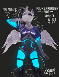 Size: 1150x1500 | Tagged: alicorn, animated, anthro, artist:varllai, commission, cyberpunk, derpibooru import, glow, safe, your character here