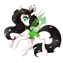 Size: 3000x3000 | Tagged: albino changeling, artist:meowcephei, changeling, changeling oc, changeling queen, changeling queen oc, commission, derpibooru import, double colored changeling, female, green changeling, looking at you, oc, oc:queen kharnage, profile, safe, simple background, solo, transparent background, unofficial characters only, white changeling