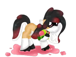 Size: 4000x3000 | Tagged: safe, artist:euspuche, derpibooru import, oc, oc:liliya krasnyy, unofficial characters only, earth pony, pony, female, ink, looking at you, scared, simple background, splatoon, transparent background, vector, weapon