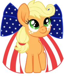 Size: 825x968 | Tagged: safe, artist:cloudyglow, derpibooru import, applejack, earth pony, pony, american flag, bow, cute, female, filly, filly applejack, freckles, jackabetes, mare, simple background, solo, transparent background, united states, young, younger