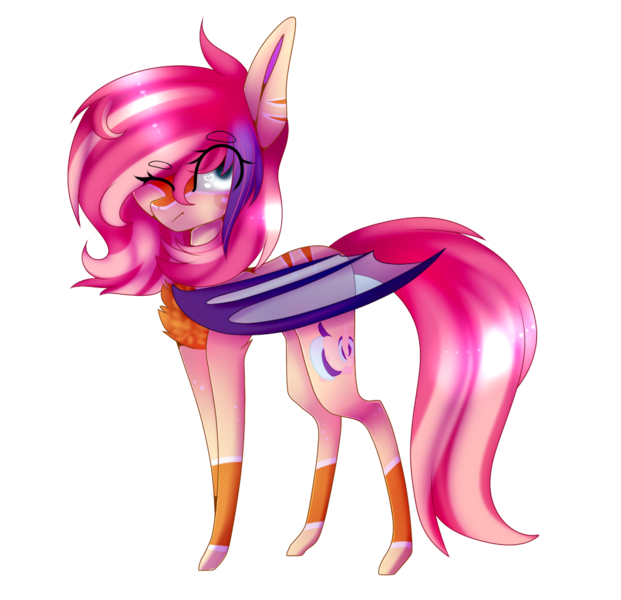 Size: 1035x1000 | Tagged: safe, artist:hyshyy, derpibooru import, oc, oc:nightlight, unofficial characters only, bat pony, pony, female, mare, one eye closed, simple background, solo, transparent background, wink