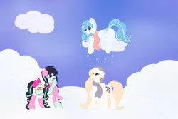 Size: 1771x1181 | Tagged: safe, artist:xaik0x, derpibooru import, oc, unofficial characters only, earth pony, pegasus, pony, snow, winter