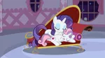 Size: 3840x2160 | Tagged: artist:perplexedpegasus, carousel boutique, derpibooru import, fainting couch, female, rarity, safe, sisters, sleeping, sweetie belle
