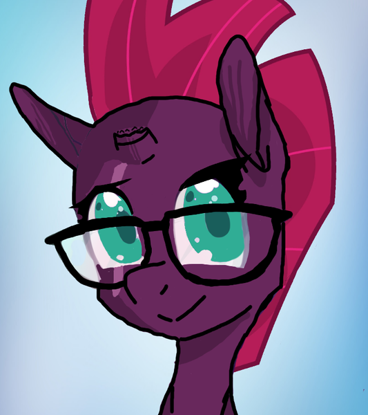 Size: 696x783 | Tagged: adorkable, artist:artiks, artist:lourita-shine, broken horn, cute, derpibooru import, dork, edit, eye scar, glasses, my little pony: the movie, nerd, safe, scar, tempestbetes, tempest shadow