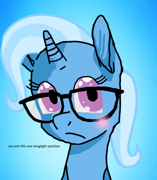 Size: 699x797 | Tagged: artist:artiks, artist:lourita-shine, derpibooru import, edit, glasses, nerd, safe, solo, trixie