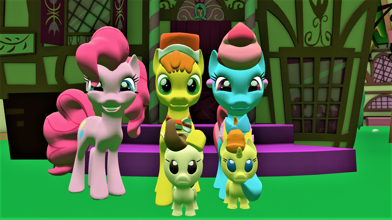 Size: 1920x1080 | Tagged: 3d, artist:red4567, carrotbetes, carrot cake, cup cake, cute, cute cake, derpibooru import, diapinkes, family photo, looking at you, pinkie pie, poundabetes, pound cake, pumpkinbetes, pumpkin cake, safe, smiling, source filmmaker
