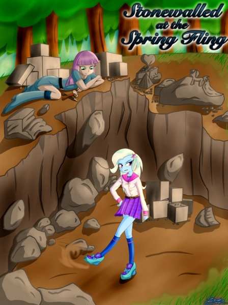 Size: 765x1024 | Tagged: safe, artist:jabbie64, derpibooru import, maud pie, trixie, fanfic, equestria girls, fanfic art