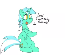 Size: 850x715 | Tagged: safe, artist:gryphon bbq, derpibooru import, lyra heartstrings, pony, unicorn, 30 minute art challenge, dialogue, silly, solo