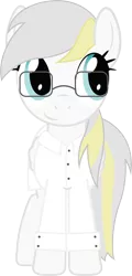 Size: 1400x2909 | Tagged: safe, artist:swivel-zimber, derpibooru import, oc, oc:zimber fizz, unofficial characters only, pegasus, pony, clothes, female, glasses, lab coat, mare, simple background, solo, transparent background, vector