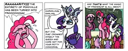 Size: 980x393 | Tagged: safe, artist:gingerfoxy, derpibooru import, apple bloom, cheerilee, pinkie pie, princess platinum, rarity, sweetie belle, earth pony, pony, unicorn, pony comic generator, classroom, comic, crown, crying, darling, female, friendship, jewelry, mare, queen, regalia, simple background, white background