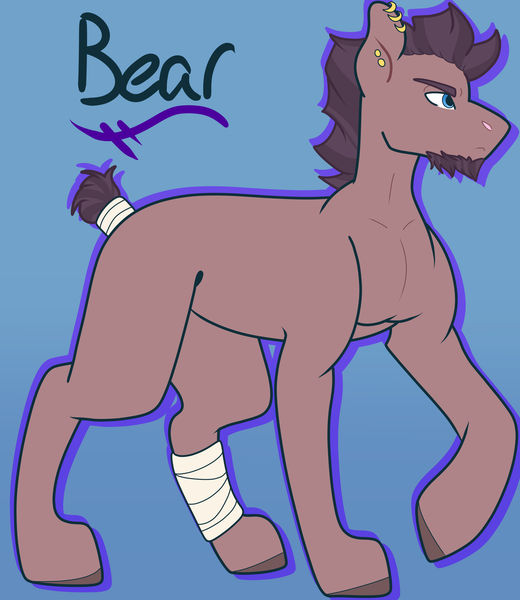 Size: 3120x3600 | Tagged: safe, artist:midnight-drip, derpibooru import, oc, oc:bear jam, unofficial characters only, earth pony, pony, high res, male, offspring, parent:night guard, parent:pinkie pie, solo, stallion