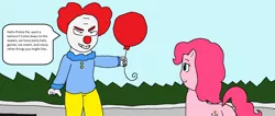 Size: 1862x793 | Tagged: artist:theanimebrony, balloon, derpibooru import, it, pennywise, pinkie pie, safe