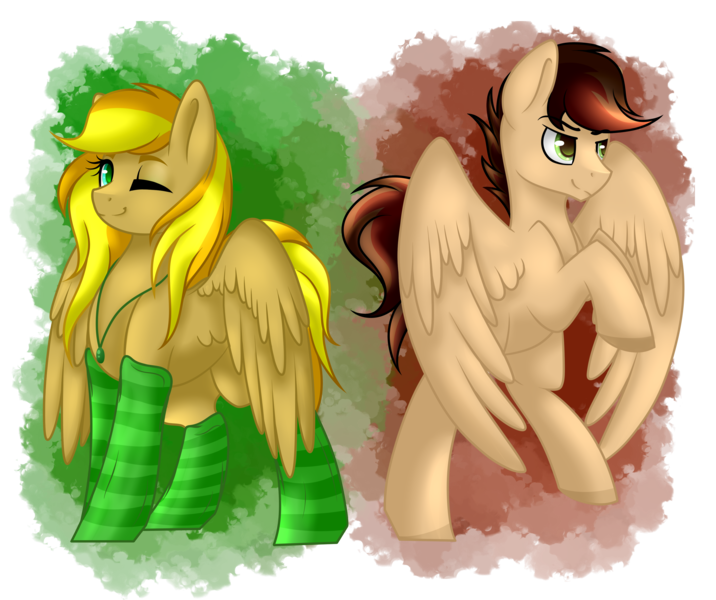 Size: 3400x2850 | Tagged: safe, artist:blocksy-art, derpibooru import, oc, oc:lightning chaser, oc:lightning storm, oc:thunder dash, unofficial characters only, pegasus, pony, clothes, female, high res, male, mare, one eye closed, rule 63, socks, stallion, striped socks, wink