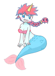 Size: 650x900 | Tagged: cala maria, cuphead, derpibooru import, horn, mermaid, mermaidized, oc, oc:infinite futura, safe, simple background, solo, transparent background, unofficial characters only