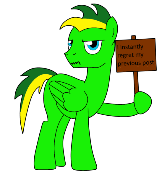 Size: 868x921 | Tagged: safe, artist:didgereethebrony, derpibooru import, oc, oc:didgeree, unofficial characters only, pegasus, pony, grumpy, hoof hold, looking at you, male, regret, sign, simple background, solo, stallion, transparent background