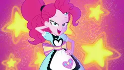 Size: 1280x720 | Tagged: safe, derpibooru import, screencap, pinkie pie, coinky-dink world, eqg summertime shorts, equestria girls, looking at you, open mouth, seductive eyes, seductive look, seductive pose, server pinkie pie, solo