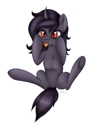 Size: 1600x2000 | Tagged: safe, artist:puggie, derpibooru import, oc, oc:shelby, unofficial characters only, changeling, pony, changeling oc, silly, silly pony, slit eyes, solo, tongue out