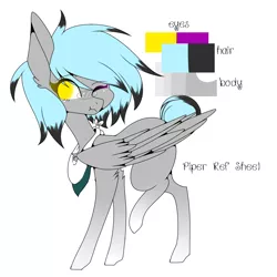 Size: 1000x1000 | Tagged: safe, artist:hyshyy, derpibooru import, oc, oc:piper, unofficial characters only, pegasus, pony, one eye closed, raised leg, reference sheet, solo