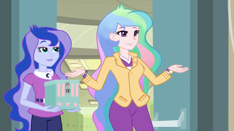 Size: 1920x1080 | Tagged: safe, derpibooru import, edit, edited screencap, screencap, princess celestia, princess luna, equestria girls, principal celestia, vice principal luna