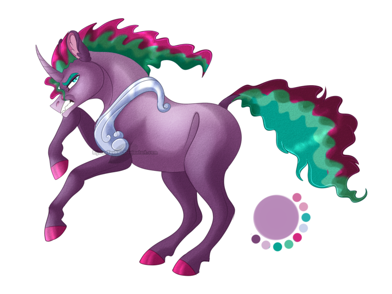 Size: 1200x900 | Tagged: safe, artist:bijutsuyoukai, derpibooru import, oc, oc:cyclone haze, unofficial characters only, unicorn, my little pony: the movie, colored hooves, curved horn, female, magical lesbian spawn, mare, offspring, parent:mistmane, parent:tempest shadow, parents:mistshadow, simple background, solo, transparent background