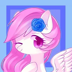 Size: 1100x1100 | Tagged: safe, artist:leafywind, derpibooru import, oc, oc:leafy, unofficial characters only, pegasus, pony, abstract background, bust, female, mare, one eye closed, portrait, solo