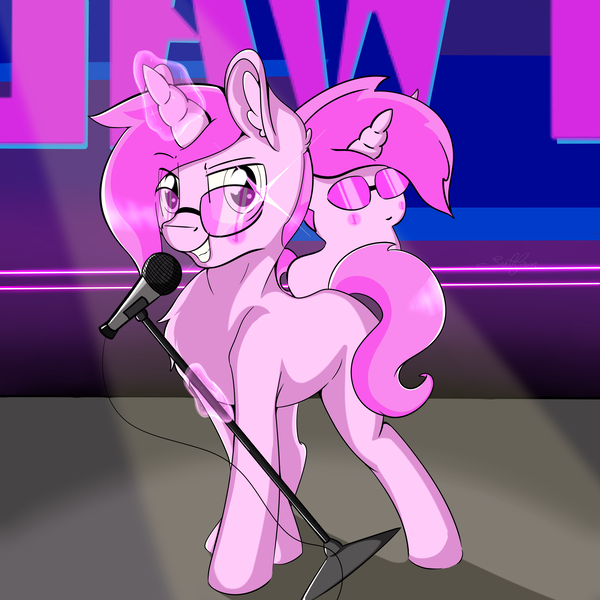 Size: 3000x3000 | Tagged: safe, artist:saralien, derpibooru import, oc, unofficial characters only, pony, unicorn, duo, glasses