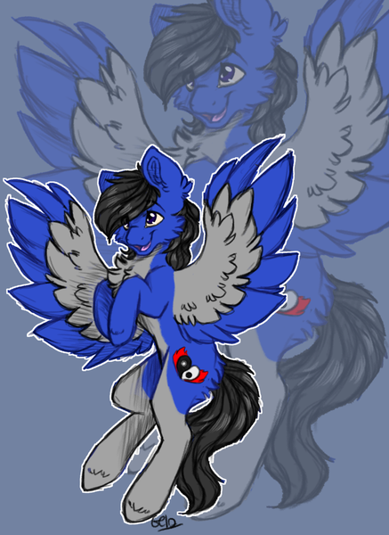 Size: 900x1237 | Tagged: safe, artist:gela98, derpibooru import, oc, unofficial characters only, pegasus, pony, black, blue, digital, digital art, gray, sketch, solo, zoom layer