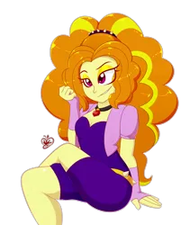 Size: 1600x1900 | Tagged: safe, artist:notenoughapples, derpibooru import, adagio dazzle, equestria girls, rainbow rocks, breasts, cleavage, clothes, crossed legs, female, fingerless gloves, gem, gloves, long hair, simple background, siren gem, sitting, smiling, smirk, solo, spiked headband, transparent background