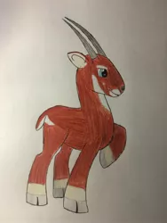 Size: 2448x3264 | Tagged: artist:primevalbrony, artist:primevalfan666, derpibooru import, oc, oc:tuft, safe, saola, solo, traditional art, unofficial characters only