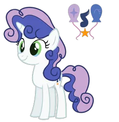 Size: 1500x1532 | Tagged: safe, artist:theapplebeauty, derpibooru import, oc, unofficial characters only, pony, unicorn, crack ship offspring, female, filly, multicolored iris, offspring, parent:party favor, parent:sweetie belle, solo