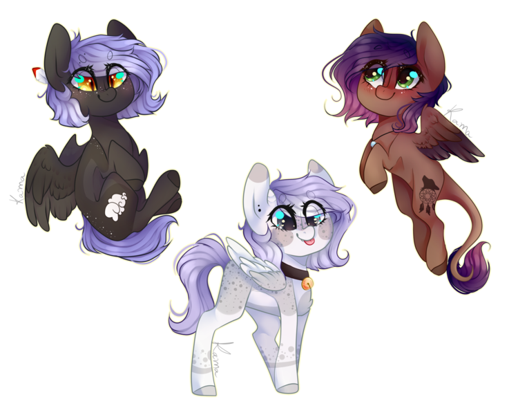 Size: 2000x1600 | Tagged: safe, artist:skimea, derpibooru import, oc, oc:cloudy night, oc:evening howler, oc:mayumi, unofficial characters only, pegasus, pony, chibi, female, mare, simple background, tongue out, transparent background