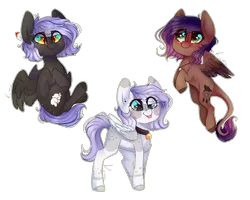 Size: 2000x1600 | Tagged: safe, artist:skimea, derpibooru import, oc, oc:cloudy night, oc:evening howler, oc:mayumi, unofficial characters only, pegasus, pony, chibi, female, mare, simple background, tongue out, transparent background