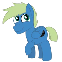 Size: 1200x1200 | Tagged: safe, artist:toyminator900, derpibooru import, oc, oc:screen gazer, unofficial characters only, pegasus, pony, 2018 community collab, derpibooru community collaboration, one hoof raised, raised hoof, simple background, smiling, solo, transparent background