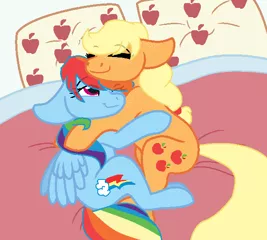 Size: 609x547 | Tagged: safe, artist:paula-li, derpibooru import, applejack, rainbow dash, appledash, female, lesbian, shipping, sleeping