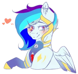 Size: 713x676 | Tagged: safe, artist:mauuwde, derpibooru import, oc, oc:hoshiko, unofficial characters only, pegasus, pony, blushing, bust, colored wings, female, heart, mare, multicolored wings, portrait, simple background, solo, transparent background