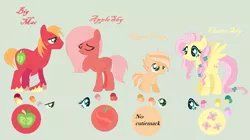 Size: 1529x855 | Tagged: safe, artist:princessunicorn123, derpibooru import, big macintosh, fluttershy, oc, oc:apple crisp, oc:apple shy, family, female, flower, flower in hair, fluttermac, male, offspring, parent:big macintosh, parent:fluttershy, parents:fluttermac, shipping, simple background, straight