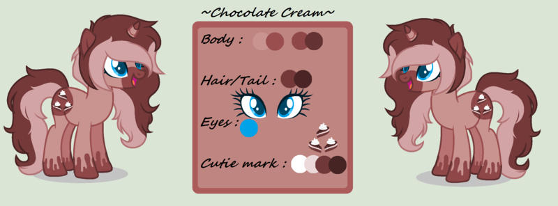 Size: 2852x1056 | Tagged: safe, artist:xxreddevil12xx, derpibooru import, oc, oc:chocolate cream, unofficial characters only, pony, unicorn, female, mare, reference sheet, solo