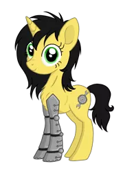 Size: 3445x4823 | Tagged: safe, artist:darkest-lunar-flower, derpibooru import, oc, oc:gadget steelmare, unofficial characters only, cyborg, unicorn, 2018 community collab, derpibooru community collaboration, amputee, prosthetic limb, prosthetics, simple background, transparent background