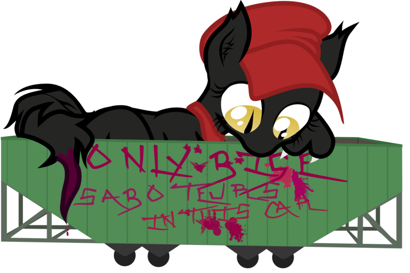 Size: 7500x5000 | Tagged: absurd resolution, artist:aaronmk, derpibooru import, female, hat, oc, oc:sabotage, paint, safe, simple background, solo, sphinx, sphinx oc, train car, transparent background, unofficial characters only, vector