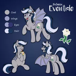 Size: 4000x4000 | Tagged: safe, artist:sugaryviolet, derpibooru import, oc, oc:daturea eventide, unofficial characters only, bat pony, bat pony oc, commission, cute, drinking, female, food, goggles, hoof hold, juice, mango, mare, plot, reference sheet, underhoof