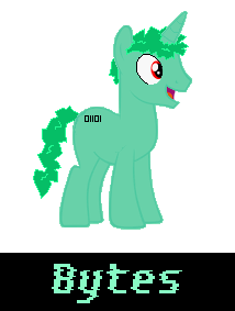 Size: 214x283 | Tagged: safe, artist:creepa-bot inc., derpibooru import, oc, oc:bytes, unofficial characters only, pony, unicorn, cutie mark, male, messy hair, messy mane, messy tail, ms paint, open mouth, smiling, stallion, title