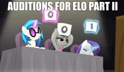 Size: 1486x863 | Tagged: audition, auditions, bloom and gloom, derpibooru import, edit, edited screencap, electric light orchestra, elo, elo part 2, elo part ii, female, image macro, meme, music, music reference, octavia melody, rarity, safe, screencap, the orchestra, vinyl scratch