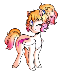 Size: 821x983 | Tagged: safe, artist:cinnamonsparx, derpibooru import, oc, oc:soft melody, unofficial characters only, pegasus, pony, colored wings, female, mare, multicolored wings, one eye closed, simple background, solo, transparent background, wink
