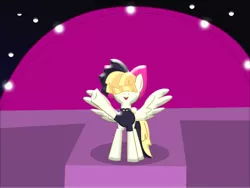 Size: 1024x768 | Tagged: artist:prism note, bow, clothes, derpibooru import, hair bow, lights, my little pony: the movie, night, ribbon, safe, singing, solo, songbird serenade, spread wings, stage, stars, vest, waving, wings