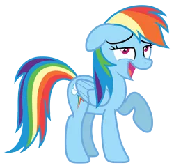 Size: 6170x5943 | Tagged: safe, artist:estories, derpibooru import, rainbow dash, pegasus, pony, absurd resolution, female, lidded eyes, mare, one hoof raised, open mouth, raised hoof, simple background, smiling, solo, transparent background, vector